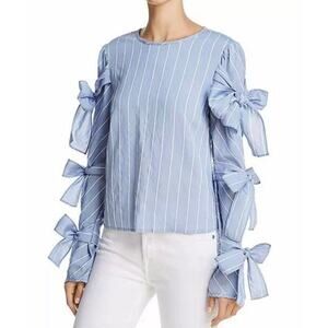 Anthropologie ENDLESS ROSE Striped Tie-Sleeve Shirt Womens Top, Size XS
